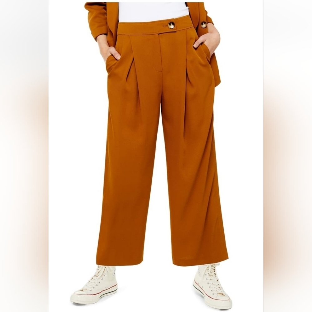 Topshop Womens Geeta Crop Wide Leg Trousers